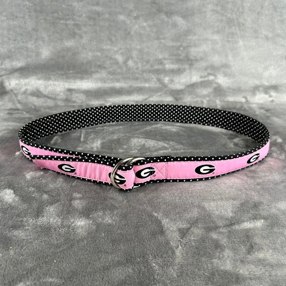 Moonshine USA Georgia Bulldogs Pink Polka Dot D-Ring‎ Belt Womens Large UGA Fan